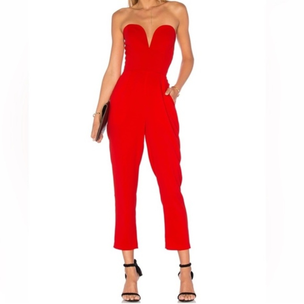AMANDA‎ UPRICHARD Red Cherri Sweetheart Jumpsuit NWOT Size P